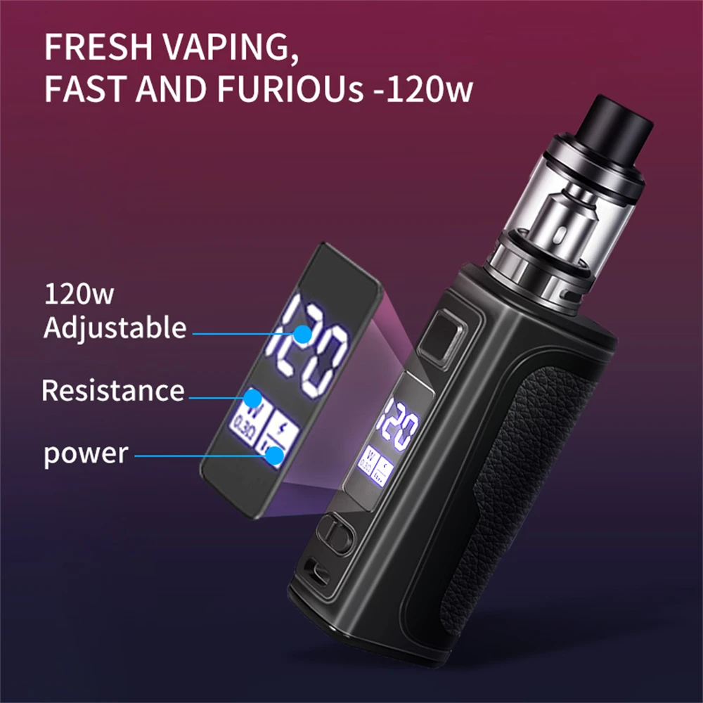 Electronic Cigarette 120W Box Mod Vape Kit Build-in 2200mah Battery 2.5ml Tank OLED Screen E-cigarette Vaper Pen Vaporizer Vapor - 3