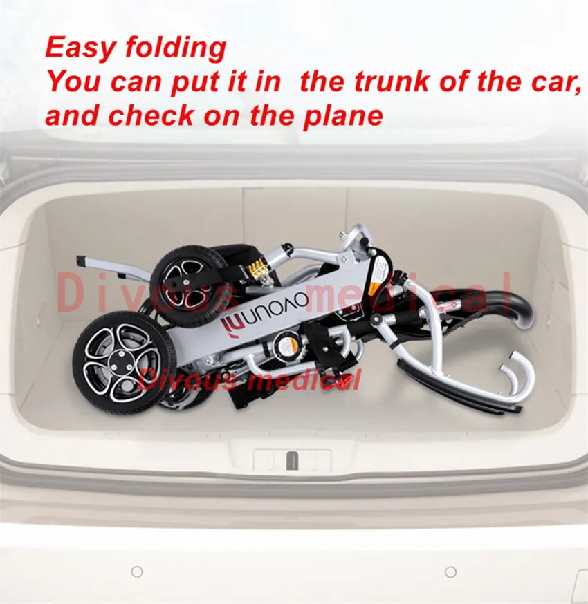Electric Wheelchair Ultralight N/W 19.8kg Power Wheelchair Portable Lightweight Stroller for Elderly Disable Walker