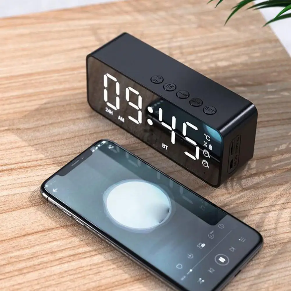 G50 Wireless Bluetooth Speaker with FM Mini Card Mirror Alarm Clock Audio Stall Receiving K Voice Prompt