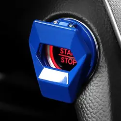 Sleek Engine Start Button Protective Cover - Premium Car Interior Accessory (Blue)