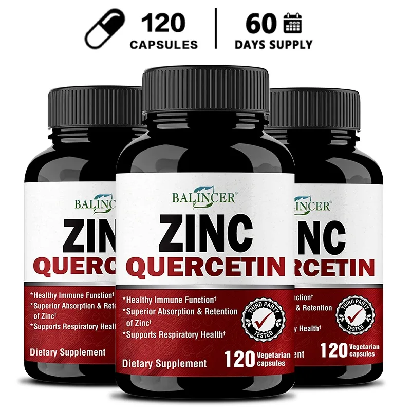 

Balincer Zinc + Quercetin Dietary Supplement - Easily Absorbed - Supports Respiratory Health, Immune System, Non-GMO