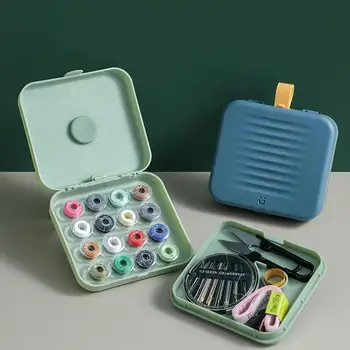 Magnetic Sewing Kit Travel Home Small Magnetic Sewing Box Sewing Thread Needle Threader Scissors Kit Mini Multi-function 3