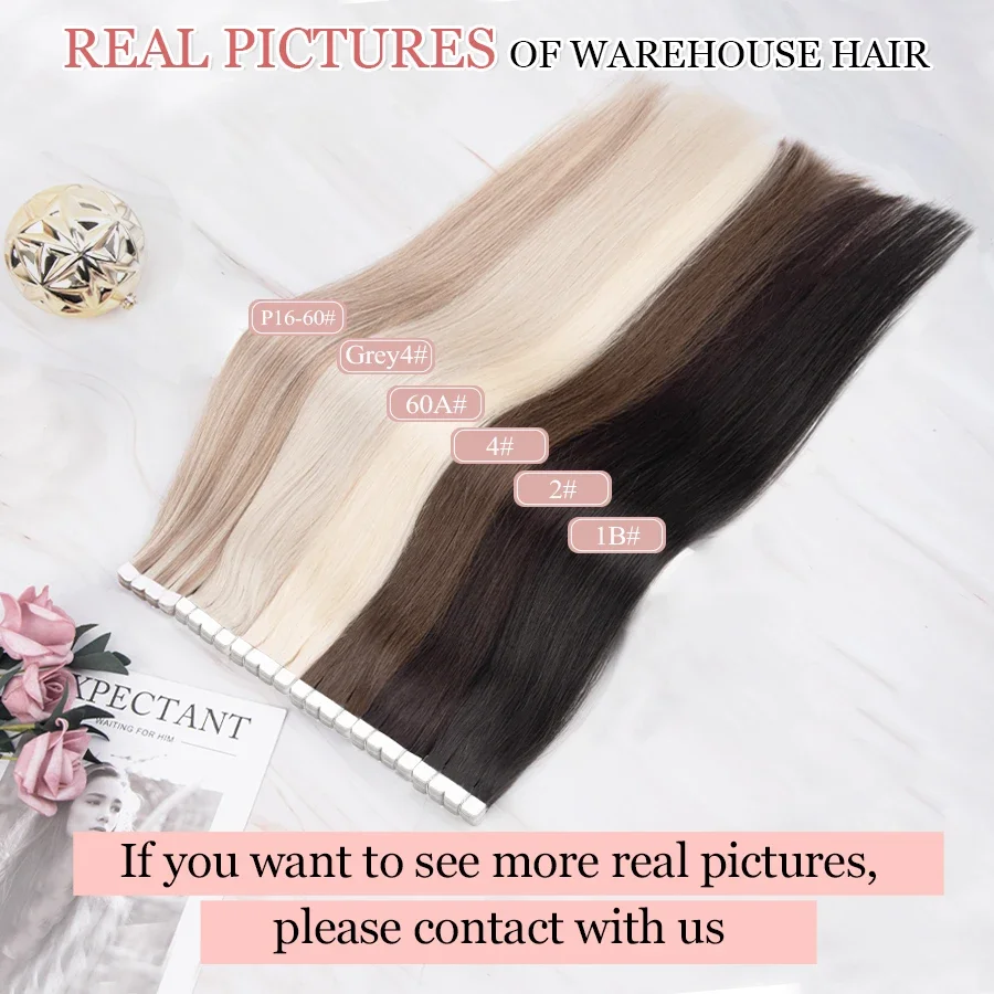 Mini Tape In Human Hair Extensions Straight Seamless Skin Weft Invisible Natural Non-Remy Human Hair Adhesive Extension