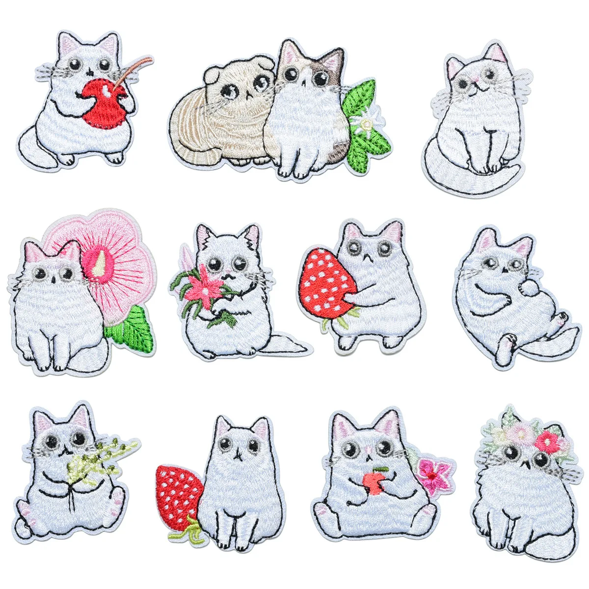 

11Pcs Cartoon Cute Cat Series For Sew Clothes Iron on Embroidered Patches For Hat Jeans Sticker ironing Patch Applique Badge