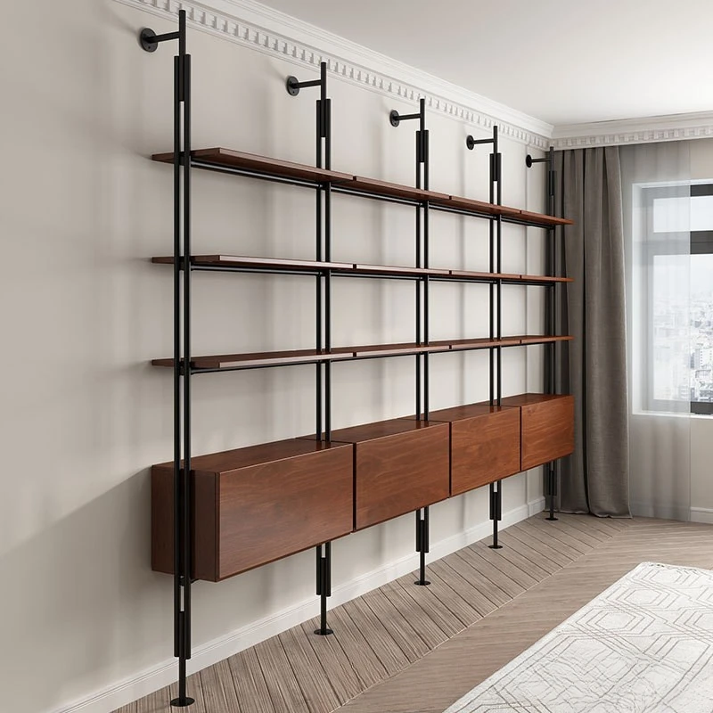 

Italian minimalist bookshelf, bookshelf, living room, floor to ceiling Nordic storage rack, simple multi-layer iron