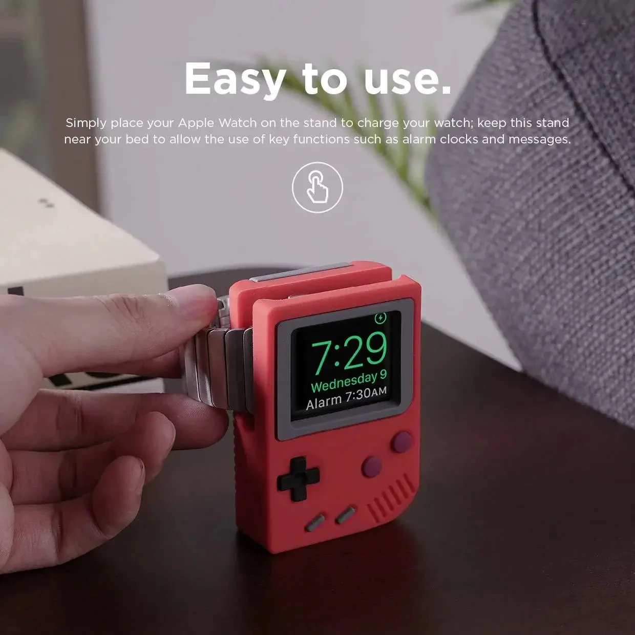 Desktop Holder For Apple Watch Charger Stand Retro Computer Pattern Charging Base for iWatch 8 7 6 5 4 3 2 SE Silicone Dock