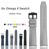 Bracelet de montre pour Omega X Swatch Joint MoonSwatch, pour Seamaster 300 hommes femmes 20mm caoutchouc Silicone extrémité incurvée 1