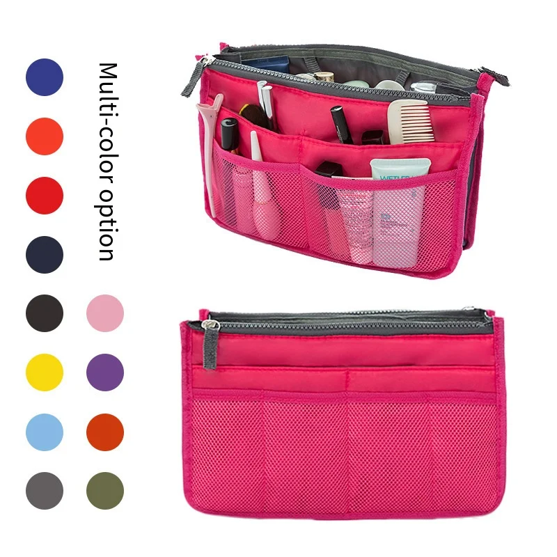 Organizer Insert Bag Women Nylon Travel Insert Organizer Handbag Purse Large liner Lady Makeup Cosmetic Bag Cheap Female Tote 6