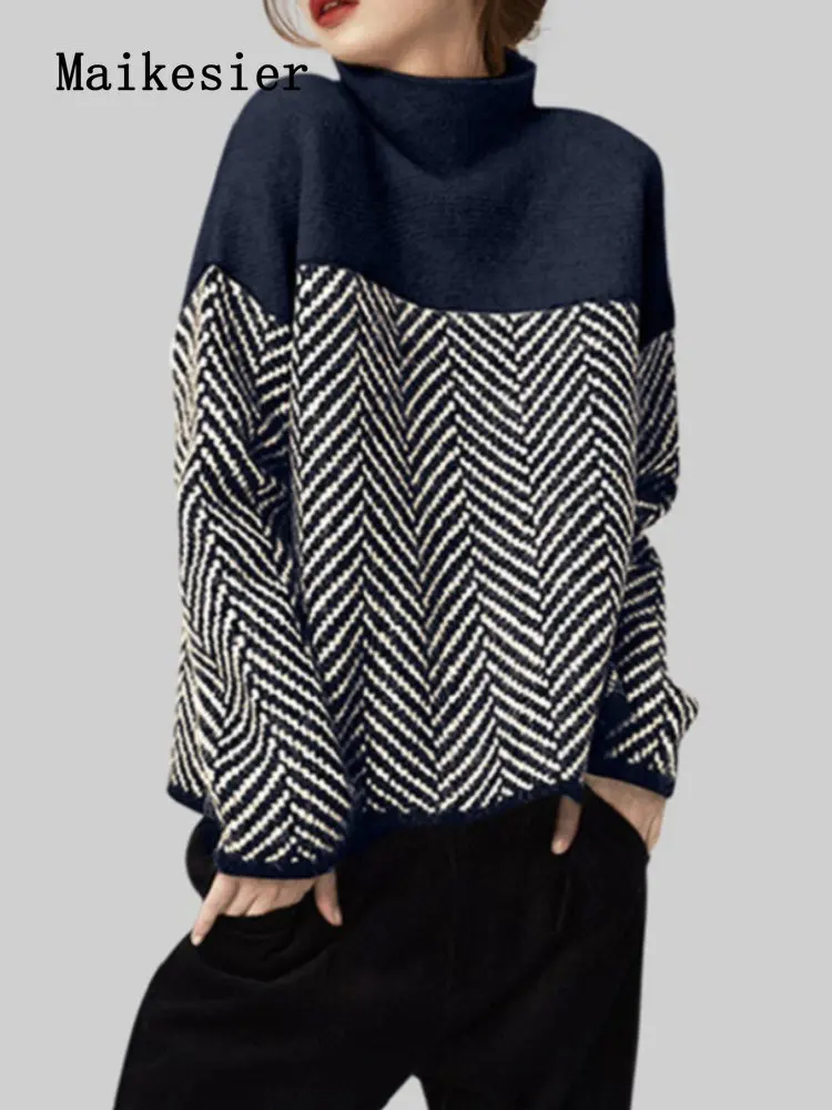 Pull Femme Col Roulé - Tricot Ajusté Hiver, Chaud Et Respirant - Col Montant Basique Sous-pull Mode Coréenne