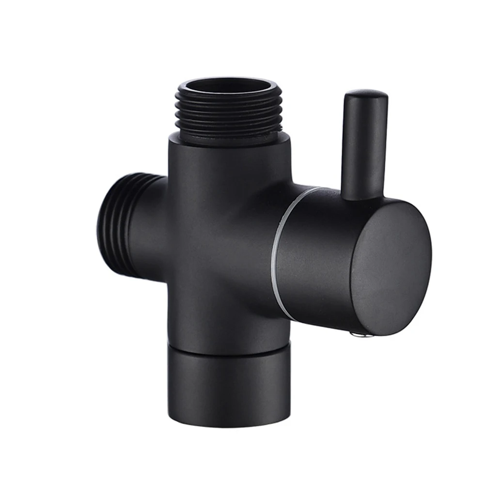 G1/2in 3 Way Brass Diverter Valve T-Adapter Converter Black With Solid Metal Handle For Shower Head Bathroom Accessories