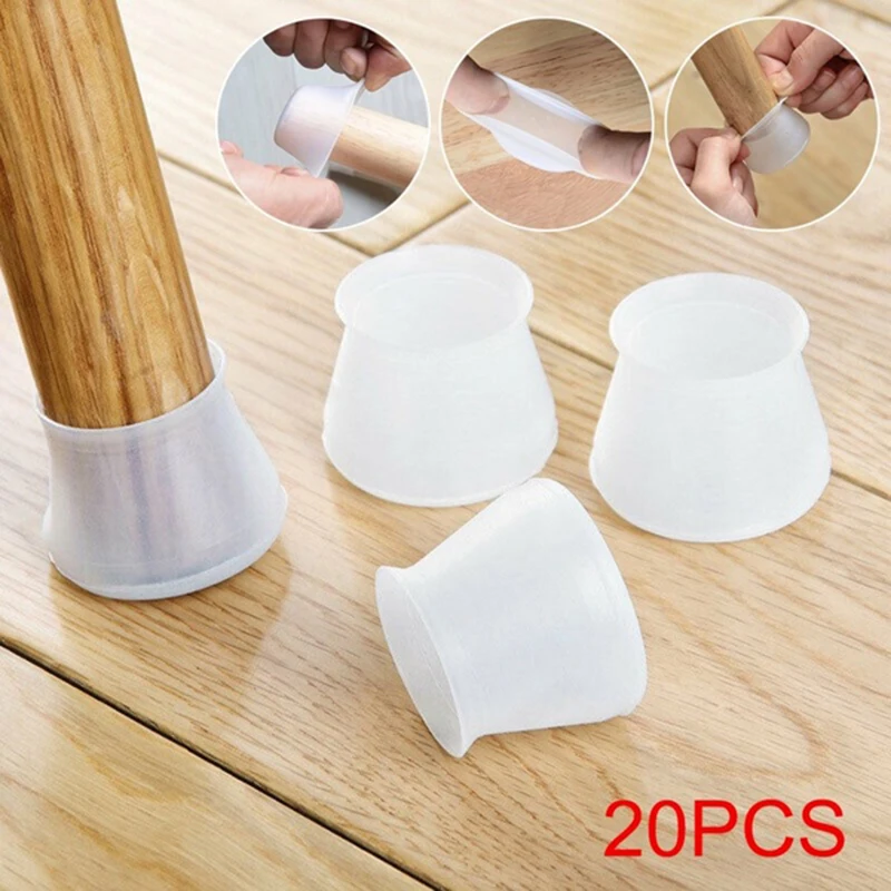 20Pcs Silicon Chair Leg Foot Covers Wooden Floor Protectors Non-slip Table Leg Pads Silent Wear Resistant Furniture Cushion Feet