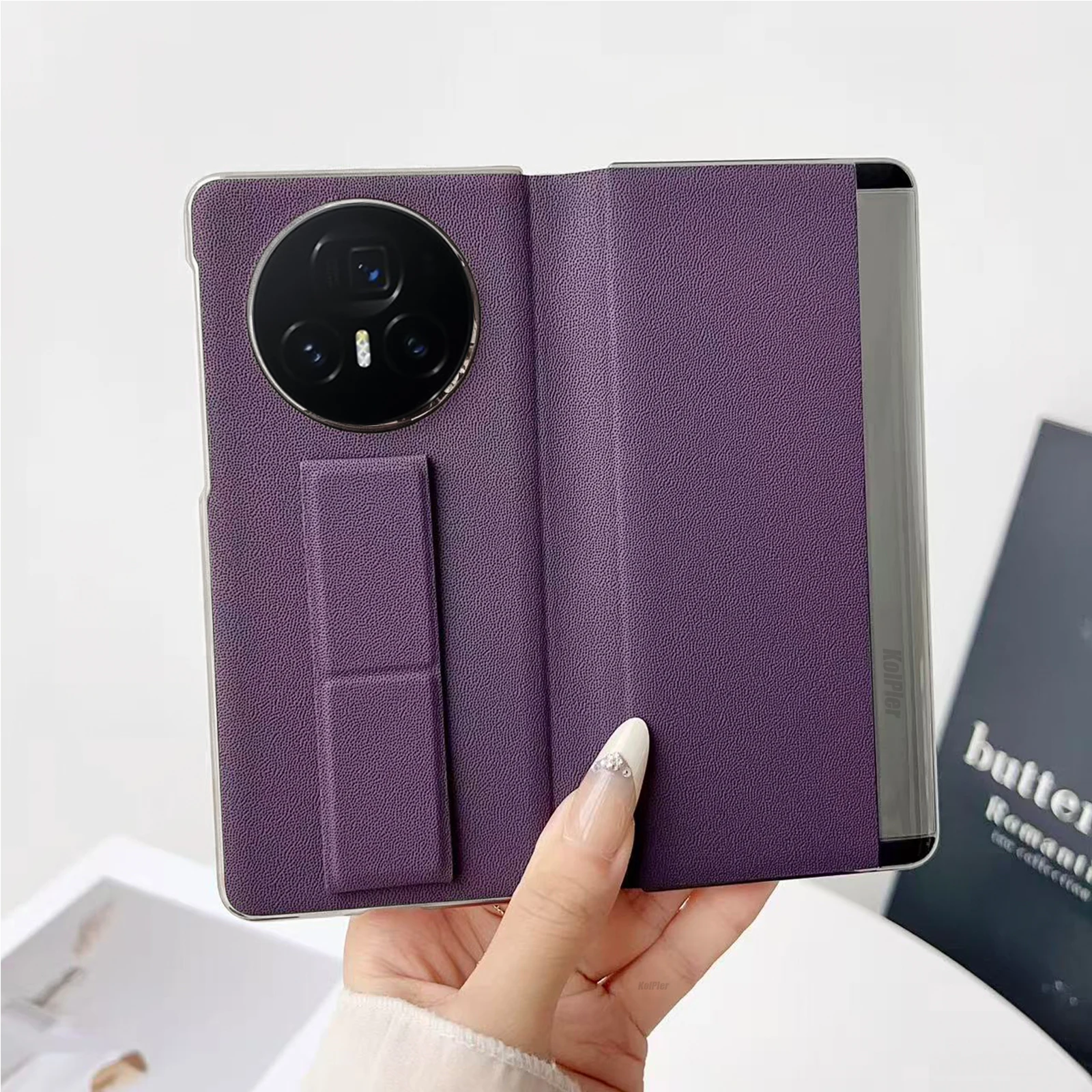 Honor Magic V3용 PU 가죽 플립 커버, 오리지널 마그넷 스마트 터치 뷰..