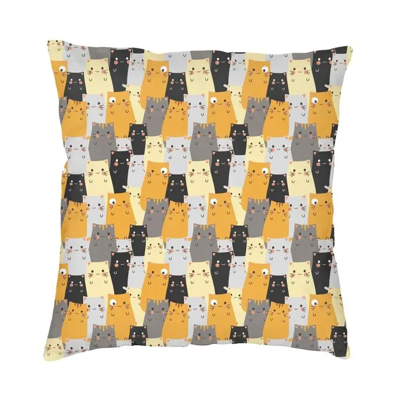 

Cute Cats Cartoons Pattern Cushion Cover 40x40cm Funny Kitten Soft Modern Throw Pillow Case for Sofa