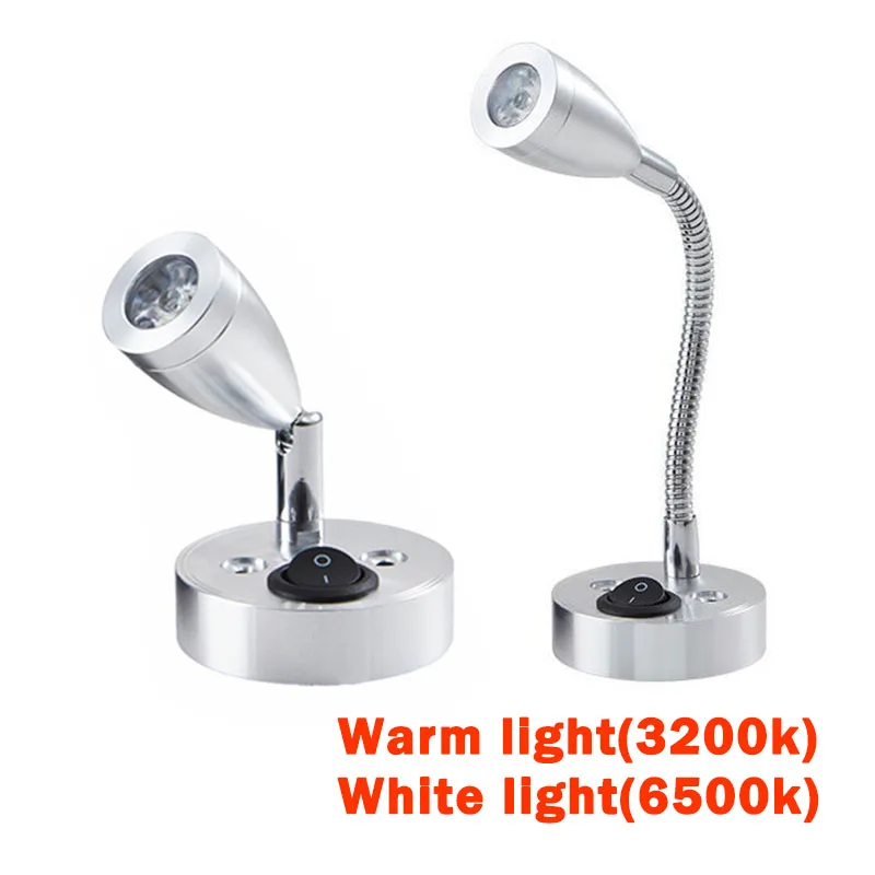 12 Volt Leeslamp LED Lamp voor RV Boot Jachten Truck Caravan, Dimbare Flexibele Zwanenhals Taaklamp 3 Kleur Verstelbare 3W 12-24V(zwart