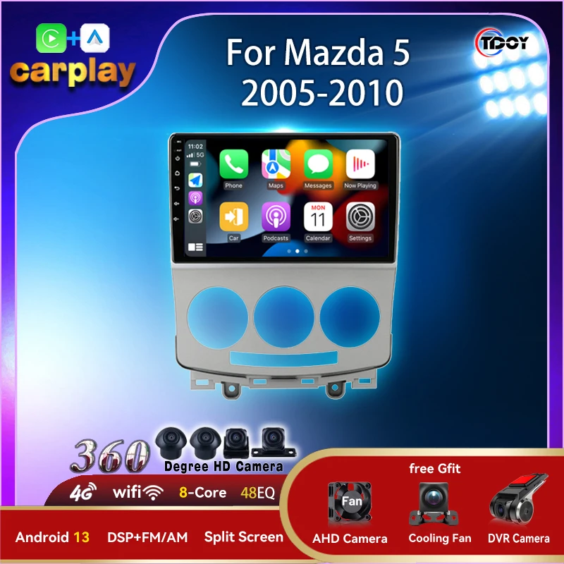 

Автомобильный радиоприемник Android 13 для Mazda 5 2005-2010, автомобильное радио, мультимедийный автомобильный Carplay Android, автомобильное беспроводное видео, автомобильное радио