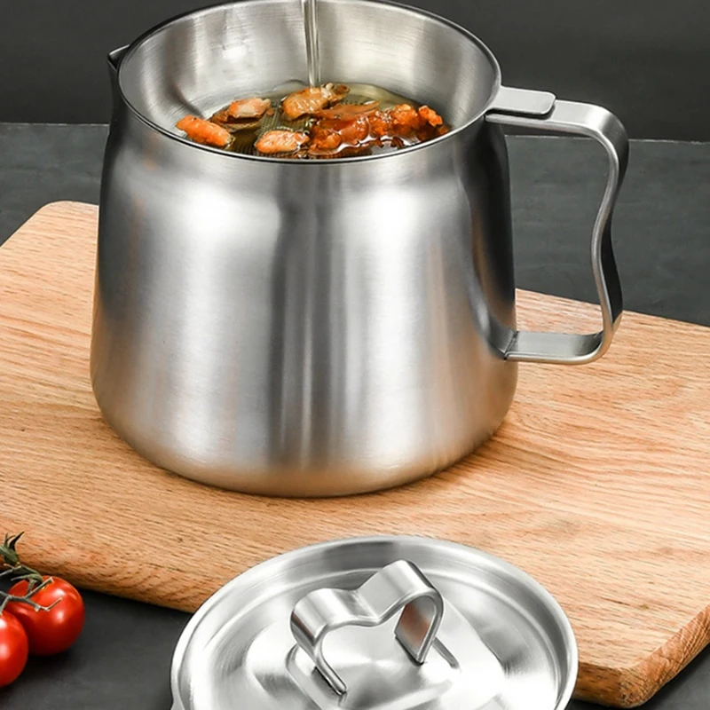 Oil Pot,Oil Pot Stainless Steel Large Capacity Oil Fryer And Filter Cup Combo Versatile Filter For Kitchen