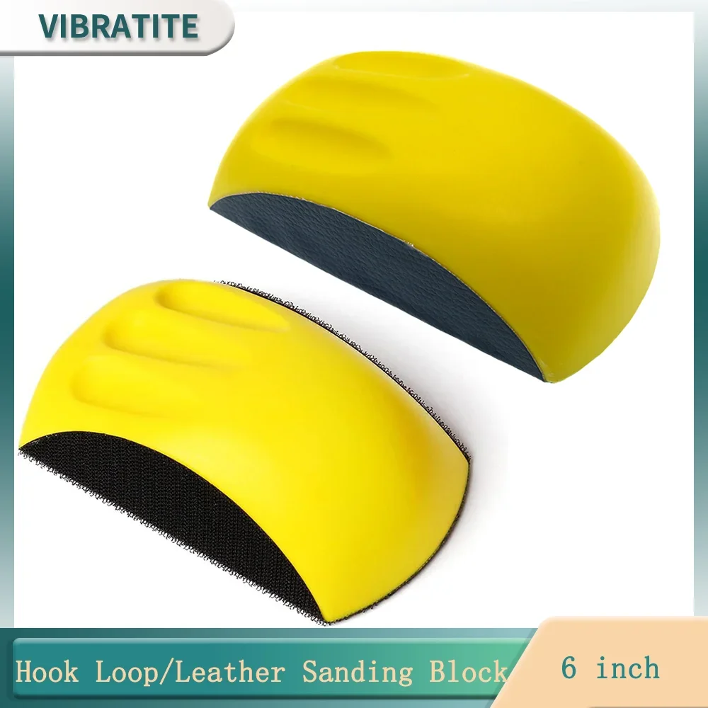 6 Zoll 150 mm Handschleifblock PU Hakenschlaufe/Leder Handschleifwerkzeug für Klettverschluss Schleifpapier Kfz-Schleifscheibe