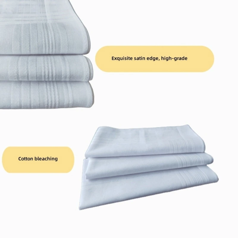 Absorbent Handkerchiefs Cotton Square Towel Hankies Men White Bandannas Hankies Sweat Wiping Towel Pocket Square 5PCS pocket square mini handkerchief