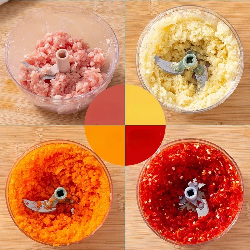 Food Processor 500 900ML Hand Chopper Manual Rope Silcer Shredder Salad Maker Garlic Onion Cutter Kitchen Tool