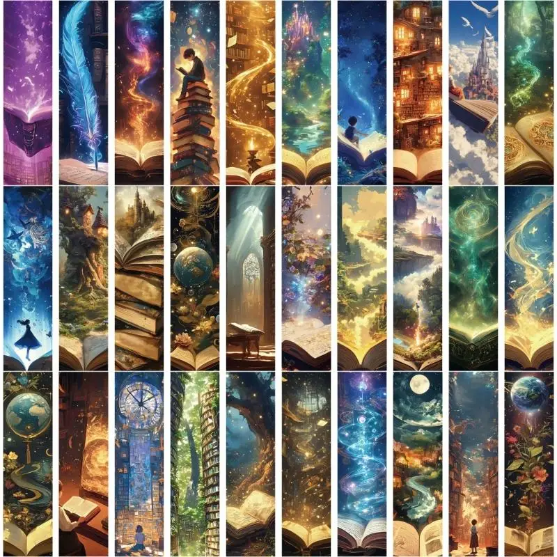 H3CA 30 Sheets/Set Fantasy Reading Bookmarks Creative Page Marker Reading Supplies