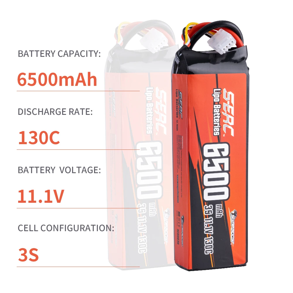 SUNPADOW 3S Lipo Battery 6500mAh 11.1V 70C 130C Soft Pack