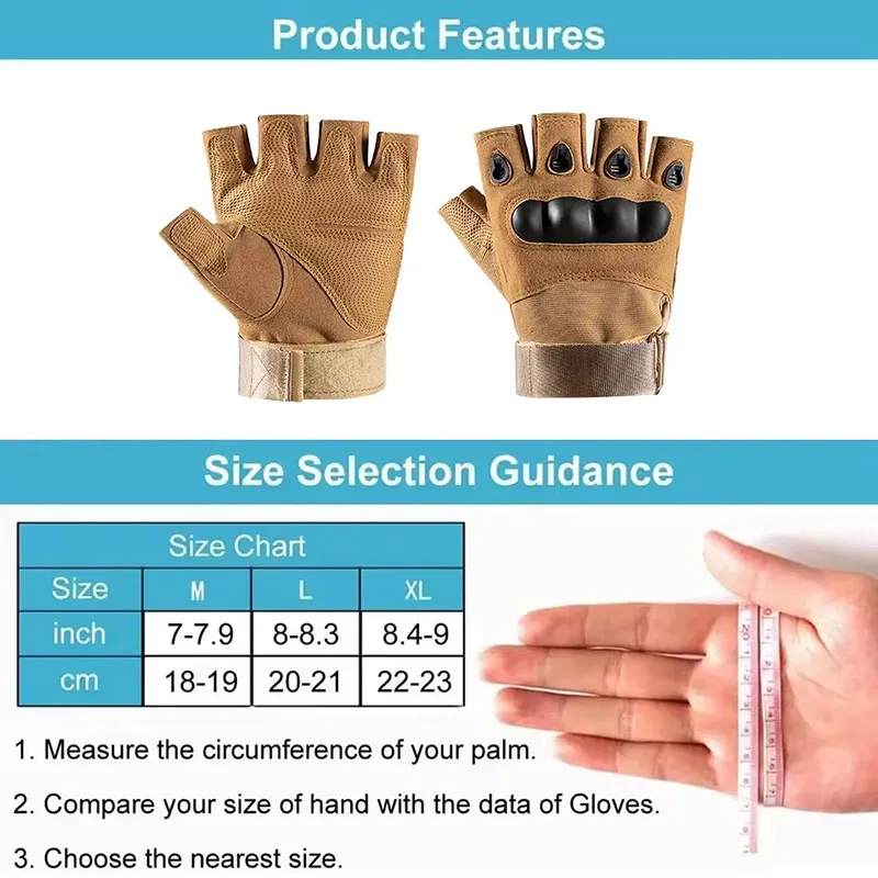 New Half Finger Outdoor Camping Hiking Gloves Hunting Tactical Gloves Training Fitness Anti slip Sports Gloves
