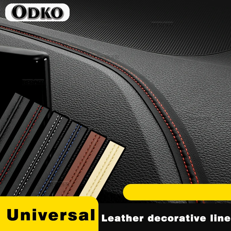 Car Interior Moulding Trim Self-adhesive Dashboard Leather Decorative Line Red Blue DIY Braid Strip Car Decoration