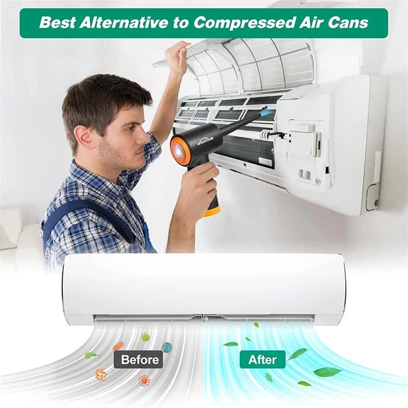 60000 RPM Cordless 3-speed Air Duster Compressed Blower Electric Wireless Air Gun Computer Keyboard Camera Cleaning Dust Blowing 3