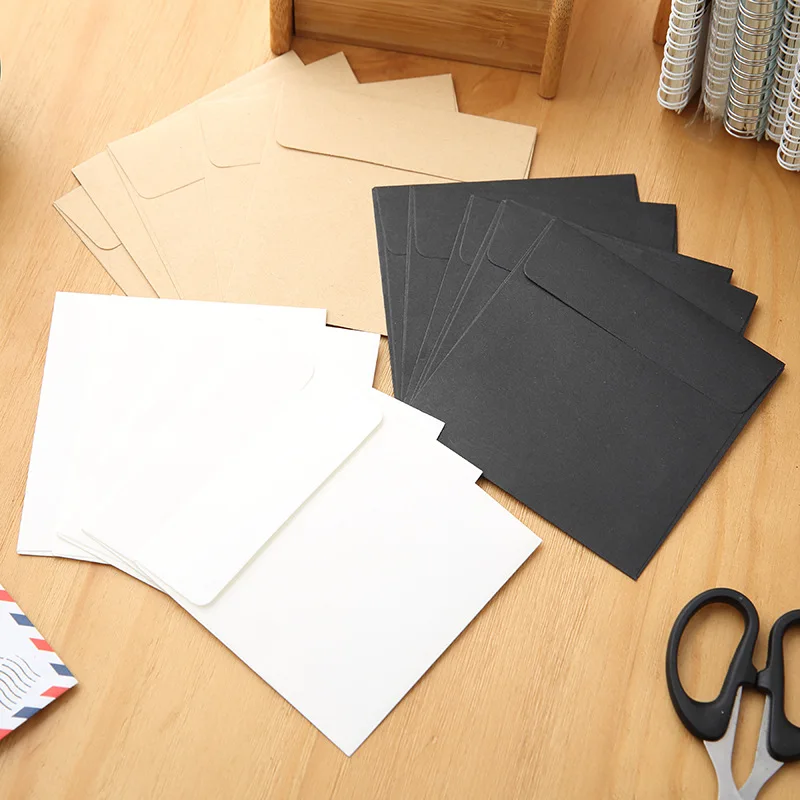 Colorful Blank Mini Paper Envelopes 10Pcs 10x10cm Wedding Party Invitation Greeting Cards Gift Cover New Year Greeting Envelope