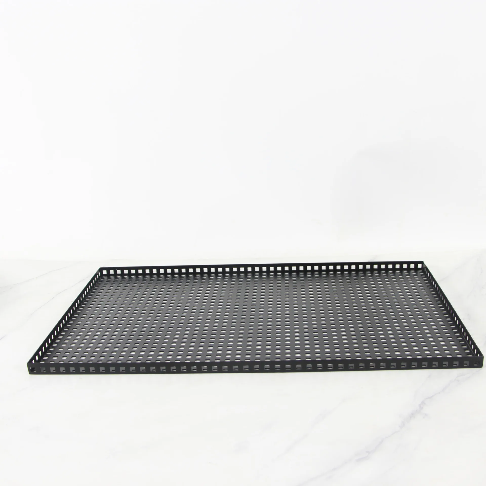 Modern simple hollow tray rectangular black metal living room coffee table tea tray decorative ornament soft decoration jewelry 4