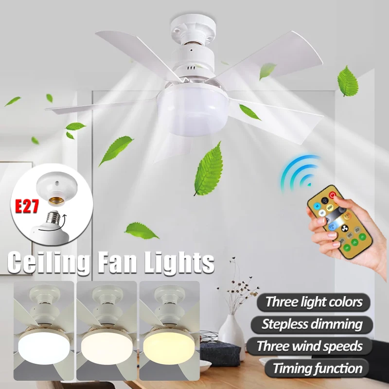 Smart 2 In 1 Ceiling Fan With Remote Control Dimming Energy-saving Lighting E27 Silence Fan Lights Bedroom Living Room Kitchen electric fan ceiling fan led ceiling fan lights led fan light