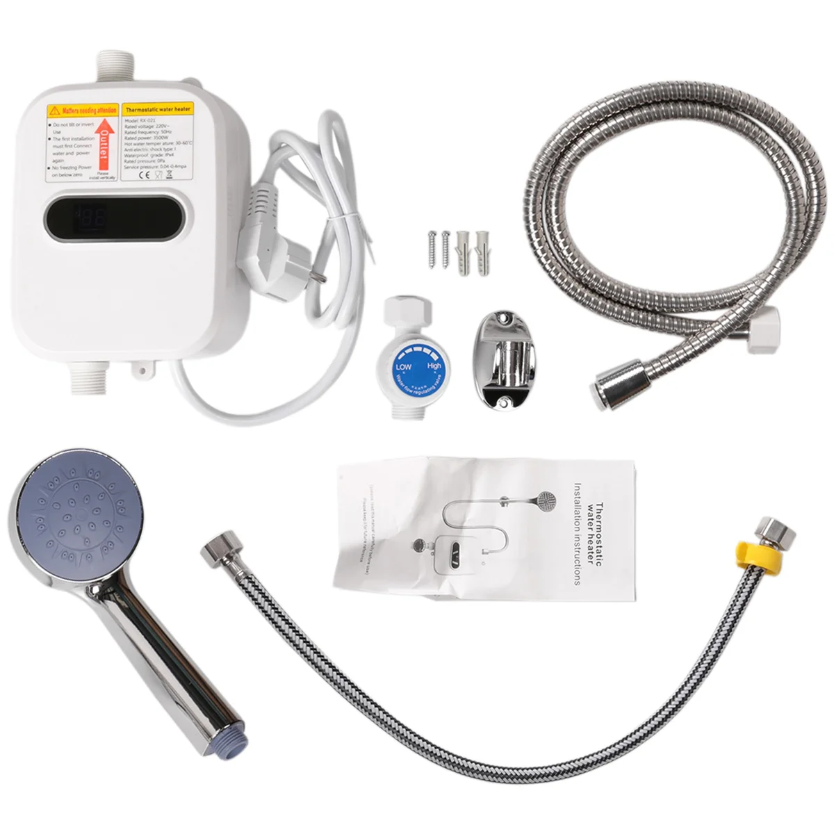 Instant Water Heater 3500W Digital Display EU Plug 220V Bathroom Faucet