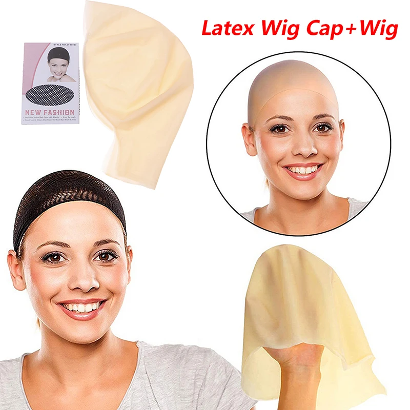 Unisex Fancy Film Party Dress Skinhead Wig Cap Latex Mask Hat Beauty Light Shade Bald Cap Funny Latex Skin Fake Bald Head