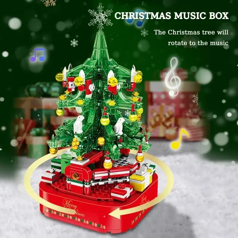 

Christmas Sets Tree Building Kits-A Festive Build for Kids and Families DIY Building Block Music Box Creative Xmas Building Toy