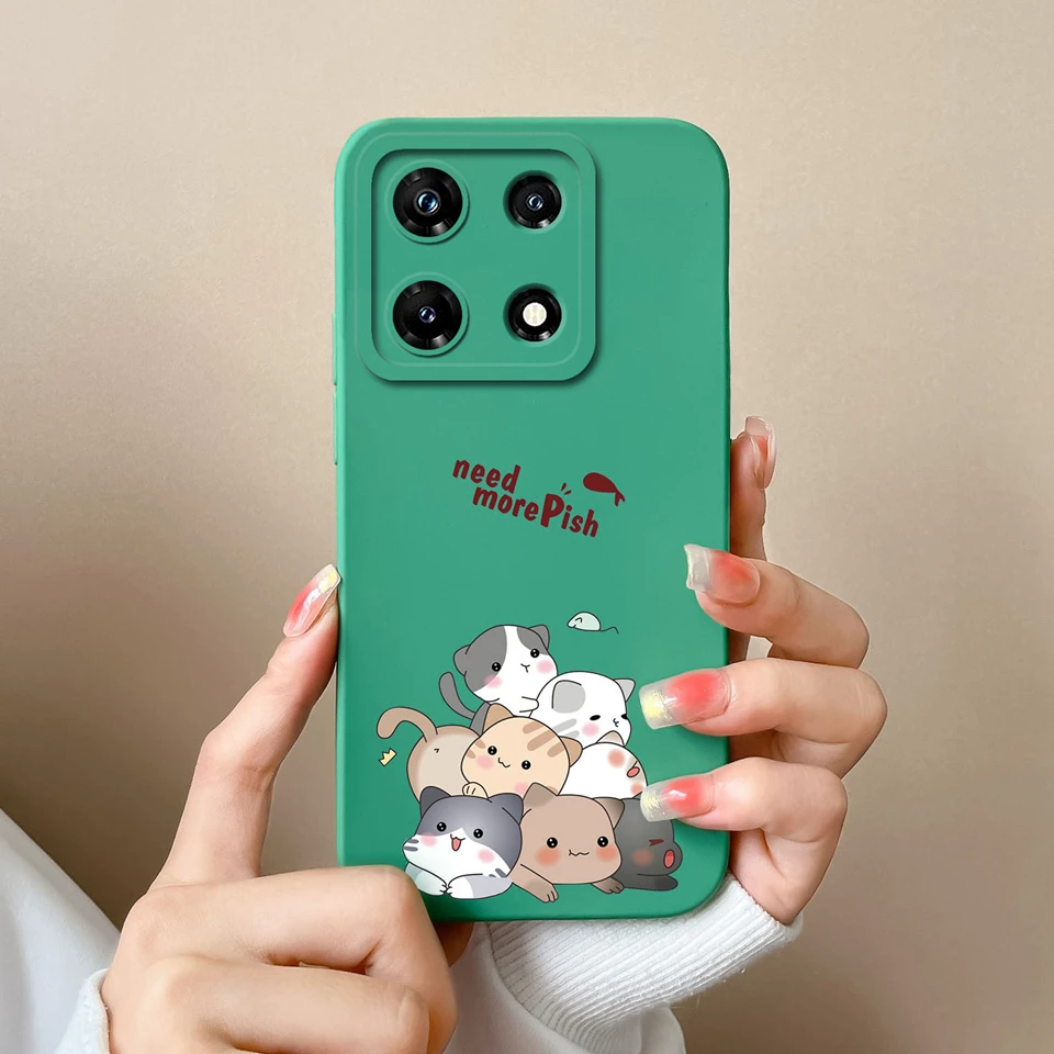 Cute Cat Silicone Liquid Shockproof Bumper Case