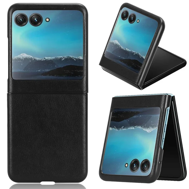 Luxurious Litchi Grain Leather Anti-Drop Phone Case for Motorola Razr - Premium Rear Cover Shell (2023)