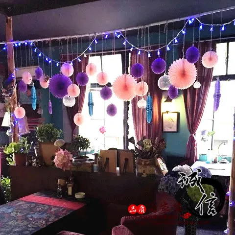 16inch 40cm Decorative Paper Flower Crafts Fans DIY Hanging for Wedding Birthday Party Baby Shower Decoration | Дом и сад
