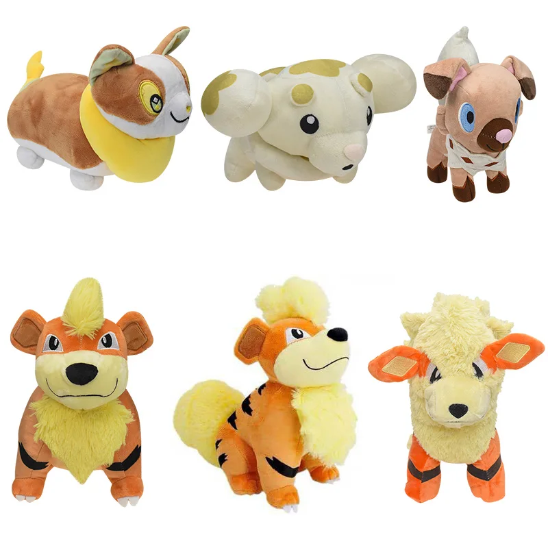 Pokemon Growlithe Rockruff Plush Toys Yamper Fidough Puppy Pokémon Stuffed Doll Arcanine Dog Hot Cartoon Game Cute Souvenir Gift