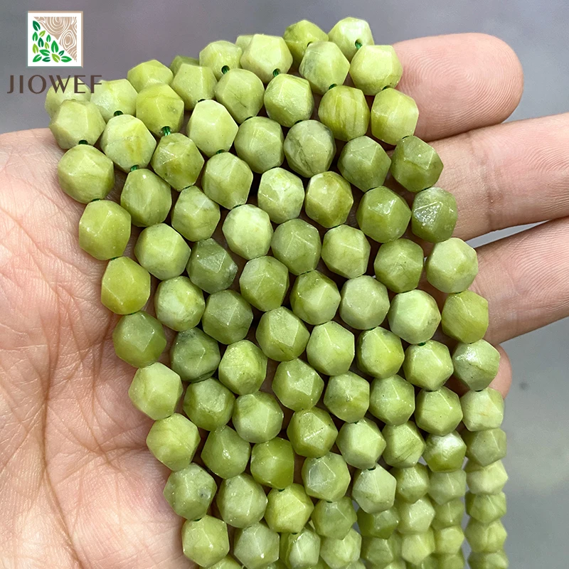 Natural Stone Beads Faceted Southern Green Jaspers Loose Spacer Beads DIY Jewelry Making Diy Women's Earrings Bracelets 14