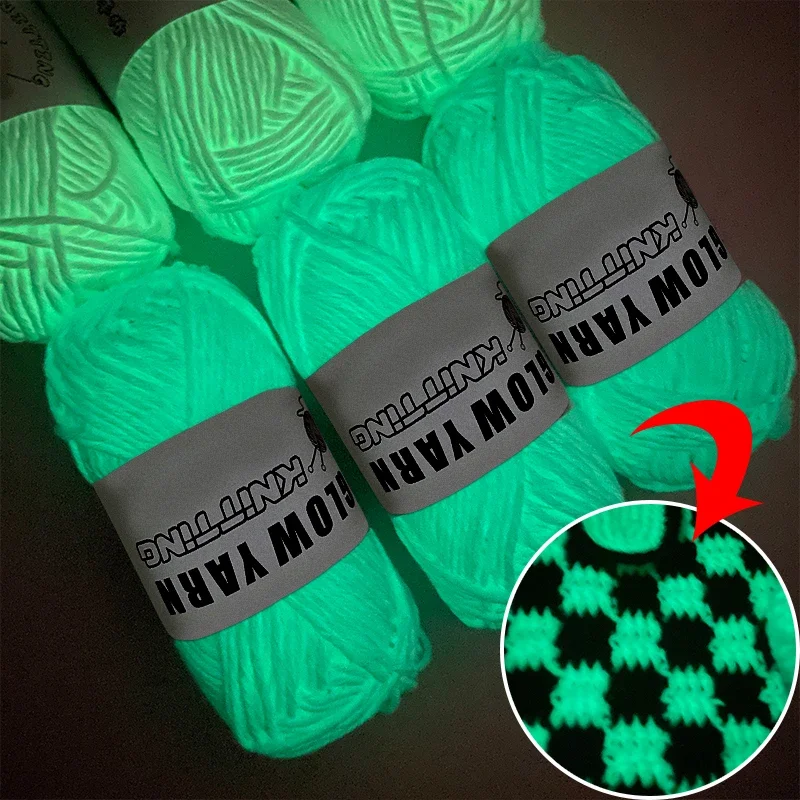 Knitting yarn Glowing Yarn DIY Glow in the dark Polyester Luminous Chunky 2mm For bag gloves hand knitting