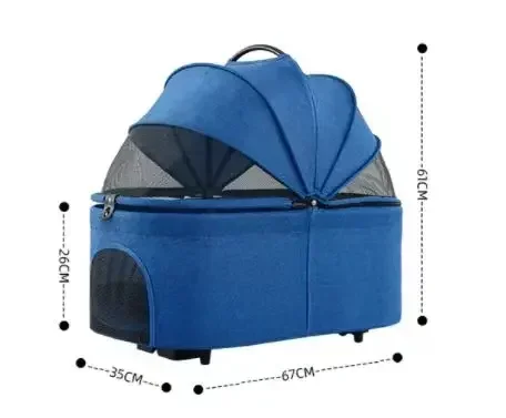 Dog Trolley Extra Large Capacity Pet Outing Trolley Car Bag Separated Foldable Lightweight