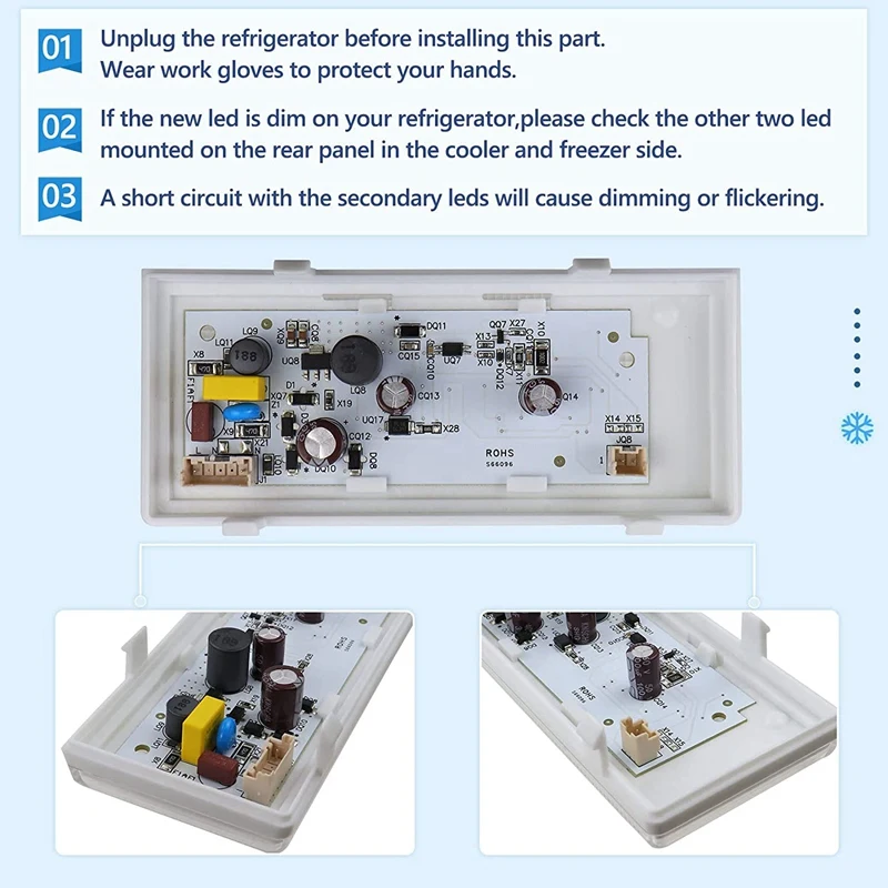 Upgraded W10515058 LED Light Compatible With Whirlpool/Kenmore/Maytag,Refrigerator Freezer