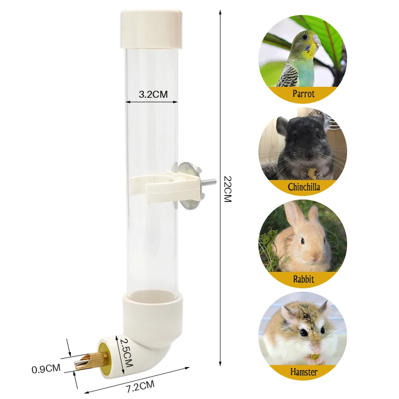 130ML Parrot Drinking Kettle Plastic Automatic Water Feeder Pet Chinchilla Rabbit Water Cup Outdoor Cage Samll Pet Drinker