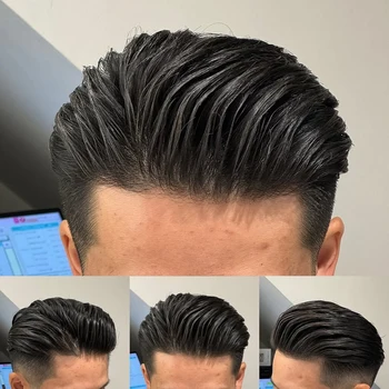 Parrucche da uomo per capelli umani Pelle PU Parrucchino da uomo Protesi capillare Unità per capelli Sistema di sostituzione Pezzi di capelli Parrucca per uomo
