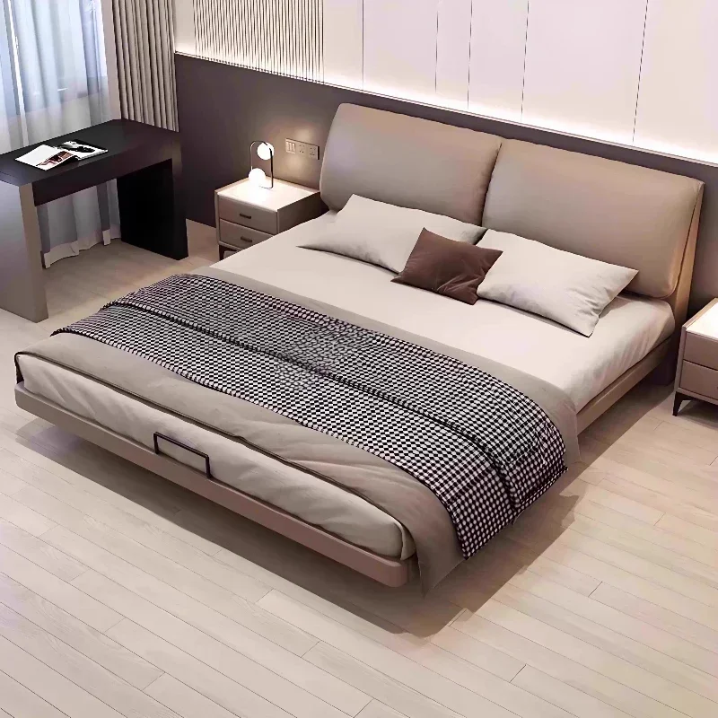 Letto matrimoniale moderno in vera pelle con levitazione - immagine 4
