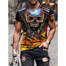 

Retro Style Horror Skull 3d Printing Men T Shirt Oversized Hip Hop Unisex Top Tees Rock Casual Breathable Male Sweatshirt