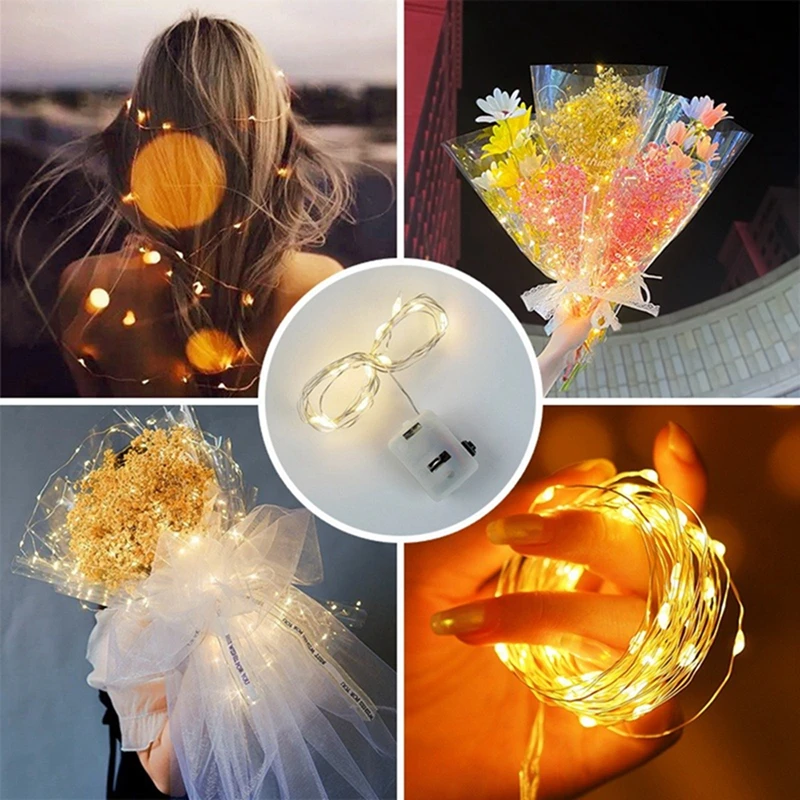 1/5Pcs 2M Märchen Lampe String Licht Draht Stern Licht für Home Schlafzimmer Dekor Geeignet hochzeit Party Urlaub Blinkende Dekoration – Detail 7