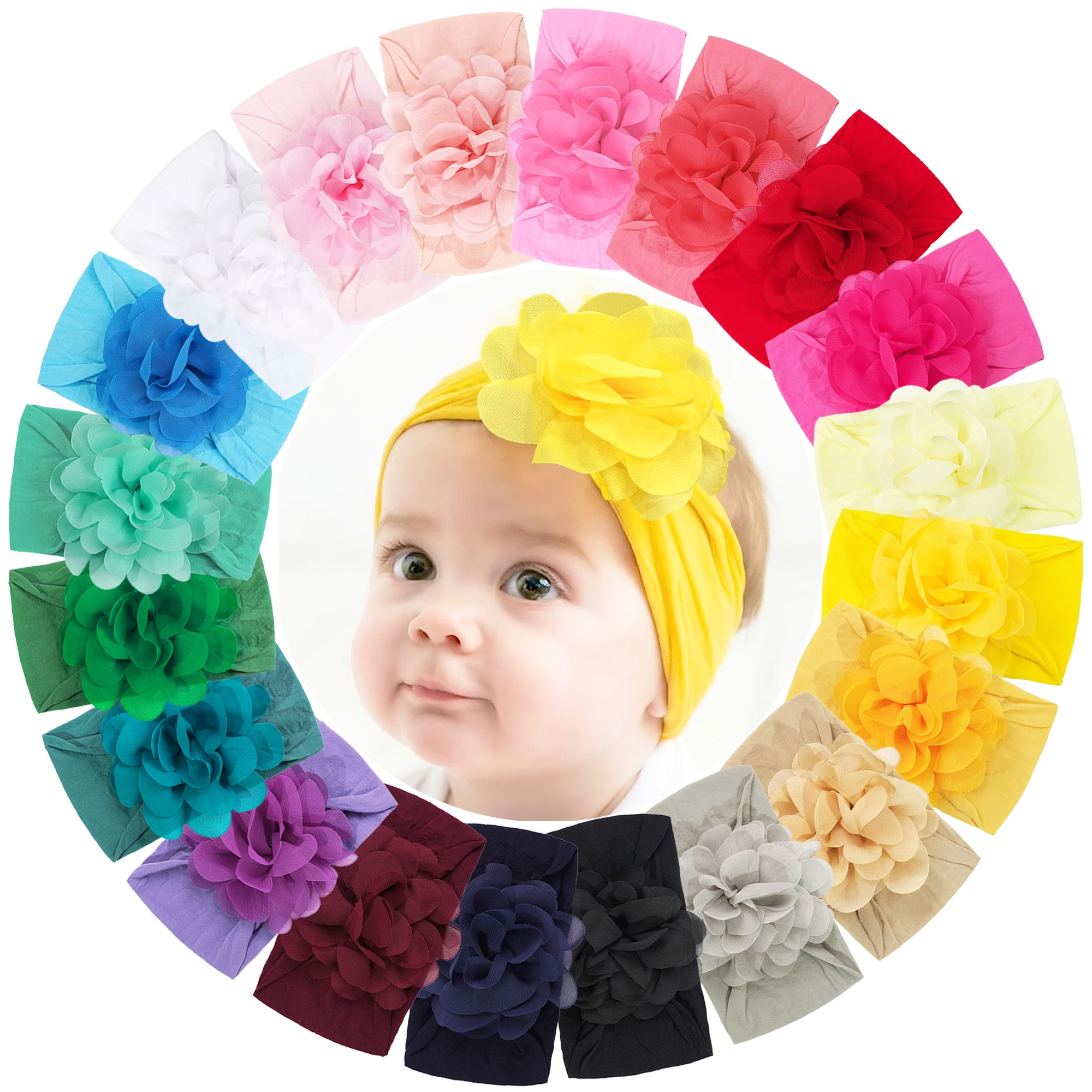2 stks/set Pasgeboren Baby Hoofdbanden Bloem Strikken Kids Baby Haarband Effen Kleur Baby Baby Haarbanden Baby Meisjes Haaraccessoires kopen vanaf een prijs van 1.89