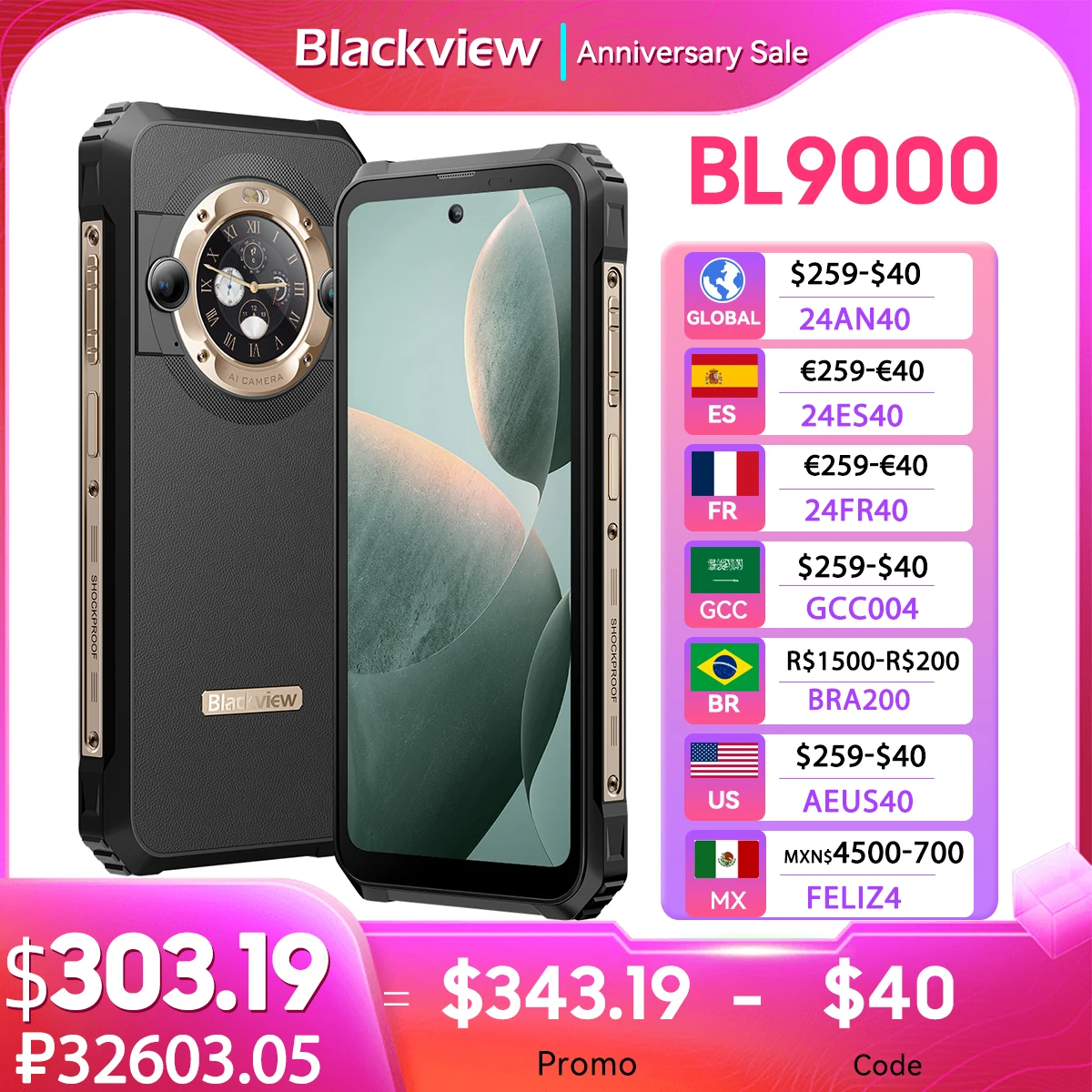 [World Premiere] Blackview BL9000 5G Rugged Smartphone 6.78 2.4K FHD+ 12+12GB 512GB Mobile Phone 50MP 8800mAh 120W Dual Display