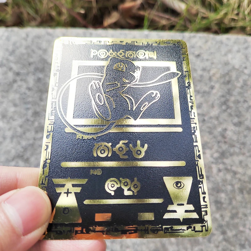 

2023 Покемон Металлические Карты черный железный Eevee Пикачу Mewtwo Charizard Сквиртл блестящие буквы Покемон игра коллекция детские игрушки